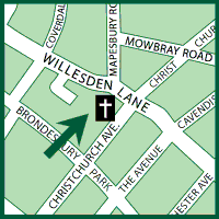 Location map for Christ Church Brondesbury